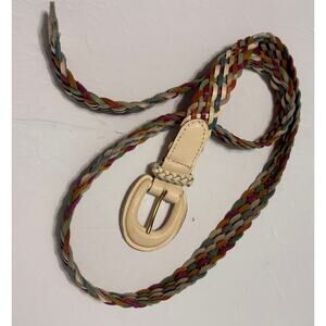 Vintage Multicolor Braided Leather Belt Wide Boho Western XL Statement